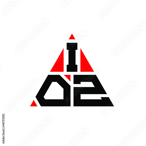 IOZ triangle letter logo design with triangle shape. IOZ triangle logo design monogram. IOZ triangle vector logo template with red color. IOZ triangular logo Simple, Elegant, and Luxurious Logo. IOZ  photo