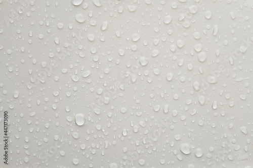 Wallpaper Mural Water droplets on shiny white metallic surface Torontodigital.ca