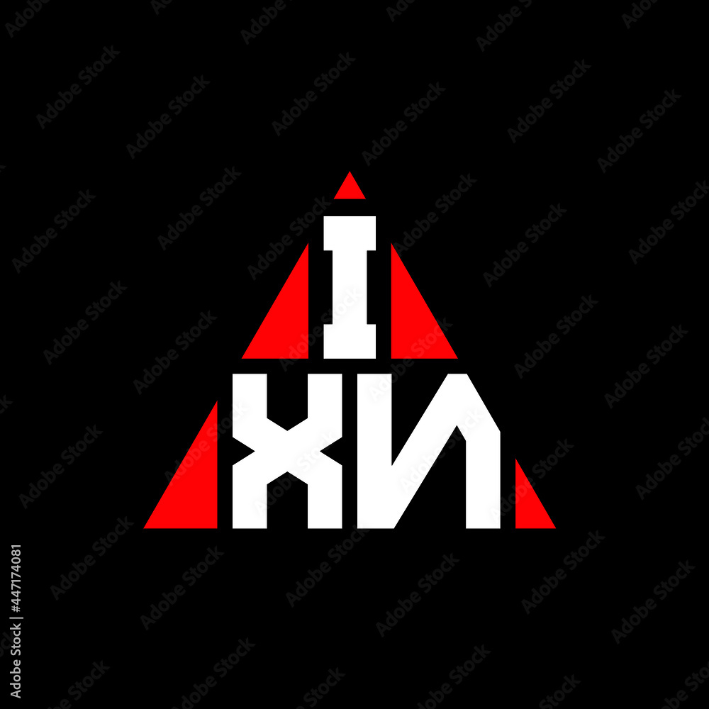 IXN triangle letter logo design with triangle shape. IXN triangle logo design monogram. IXN triangle vector logo template with red color. IXN triangular logo Simple, Elegant, and Luxurious Logo. IXN 