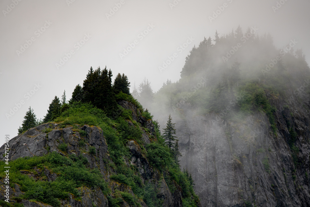 Steep Fogbound Peaks, Shakes Lake, Alaska