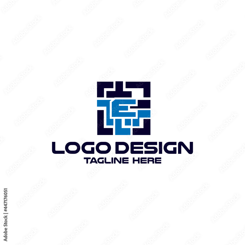 Initial E letter with technology style logo icon vector design illustration Initial E letter with technology style logo icon vector design illustration