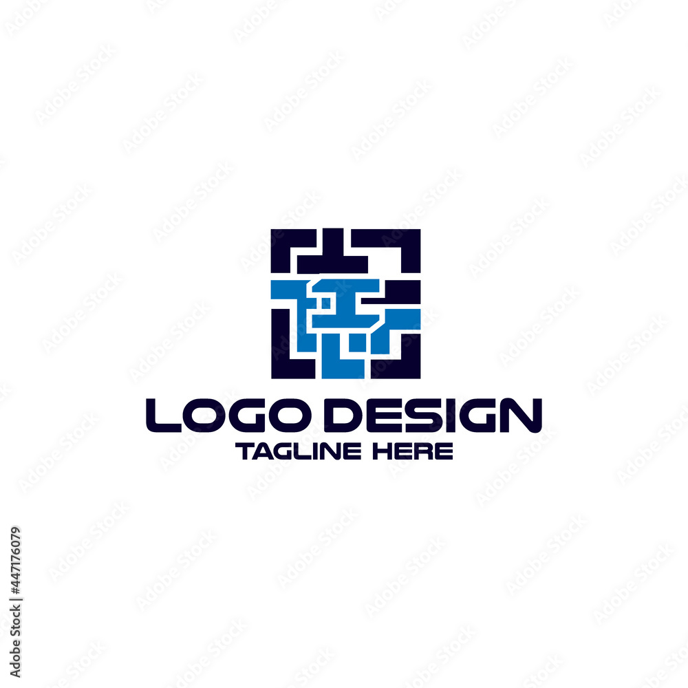 Letter I tech logo with circuit board lines style Letter I tech logo with circuit board lines style