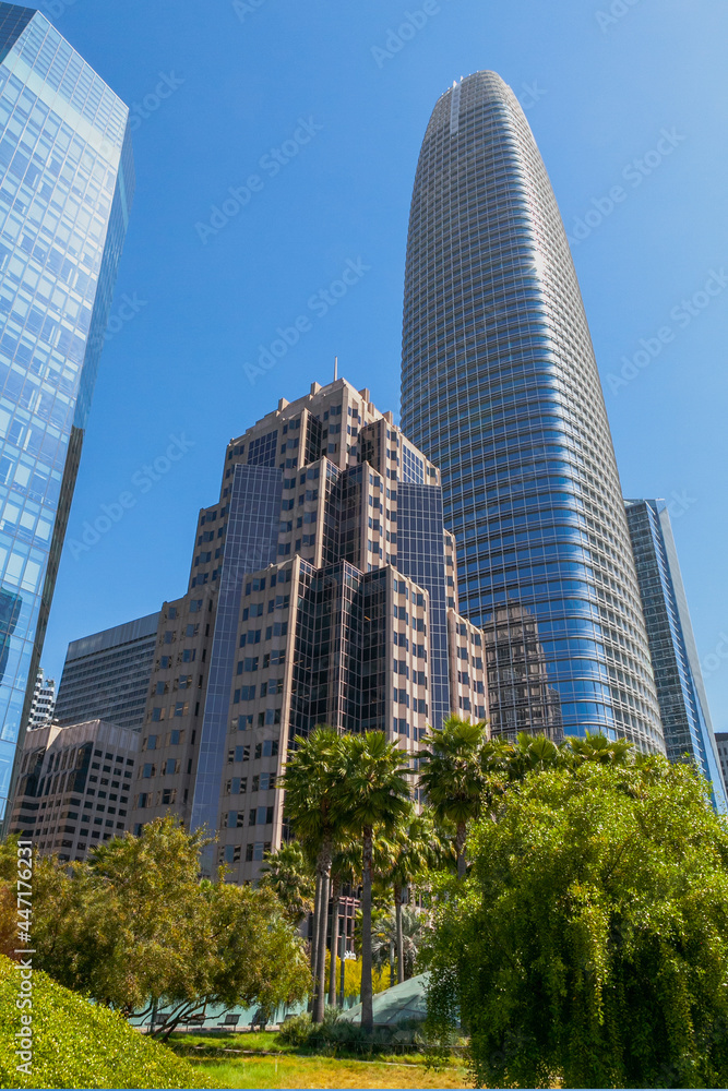 Urban park and high rise buildings in San Francisco Urban park and high rise buildings in San Francisco