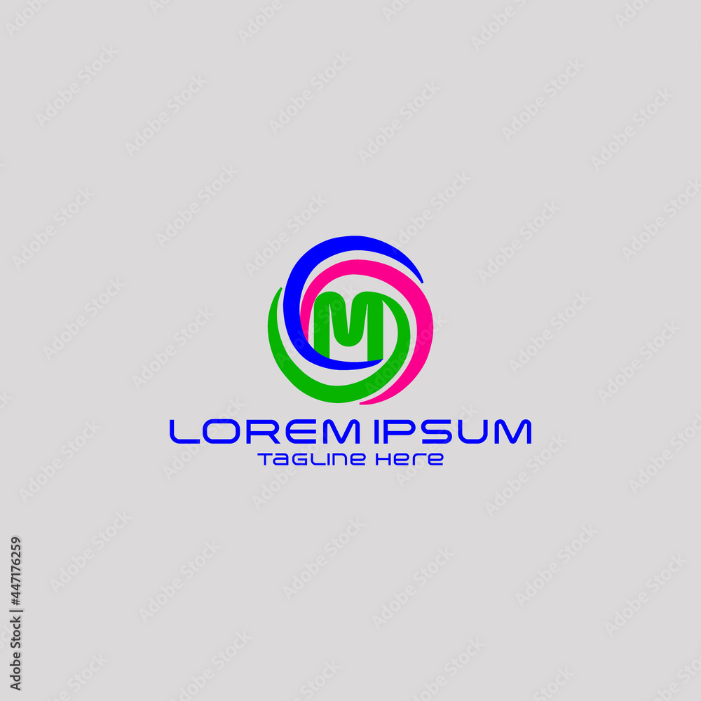 M letter colorful logo in the circle. Vector design template elements for your application or corporate identity.