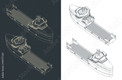 Anchor Handling Vessel Isometric Blueprints