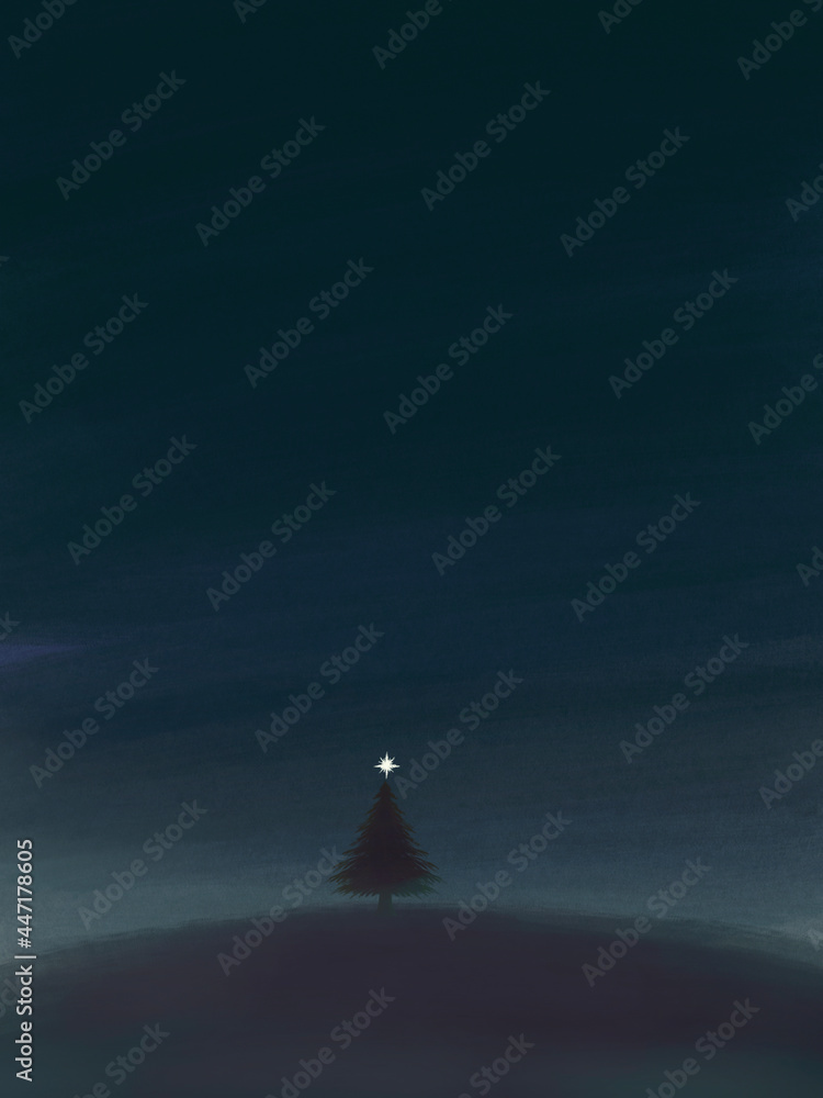 Christmas tree without stars in the night sky