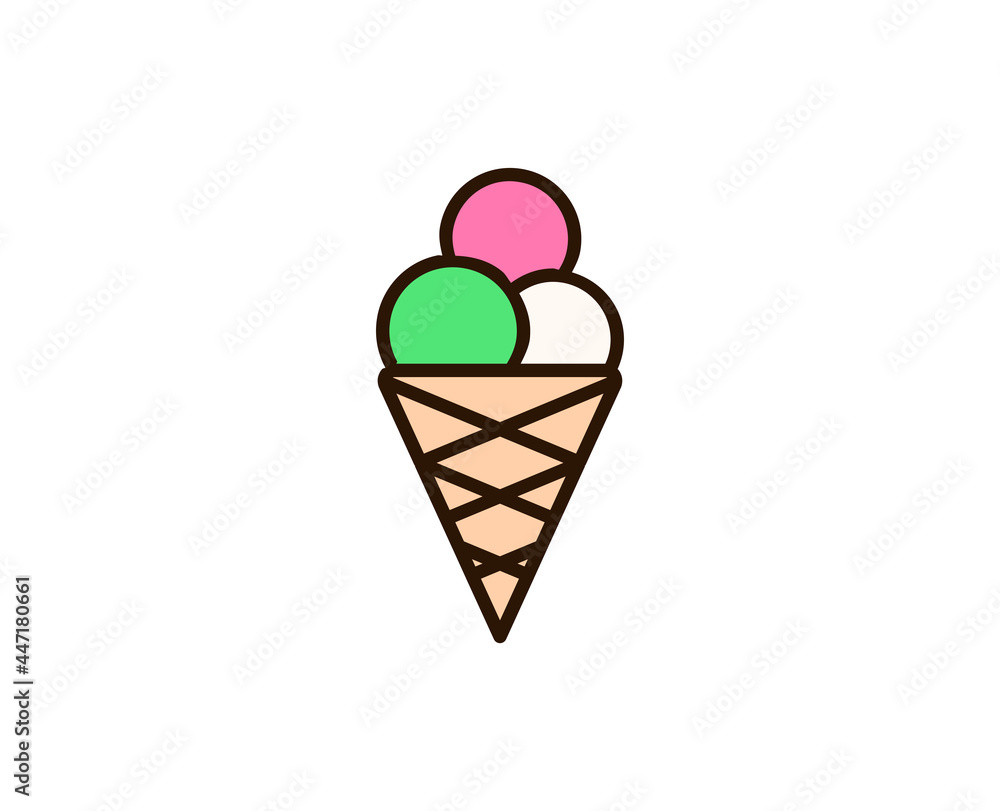 Icecream flat icon. Single high quality outline symbol for web design or mobile app. Holidays thin line signs for design logo, visit card, etc. Outline pictogram EPS10 Icecream flat icon. Single high quality outline symbol for web design or mobile app. Holidays thin line signs for design logo, visit card, etc. Outline pictogram EPS10