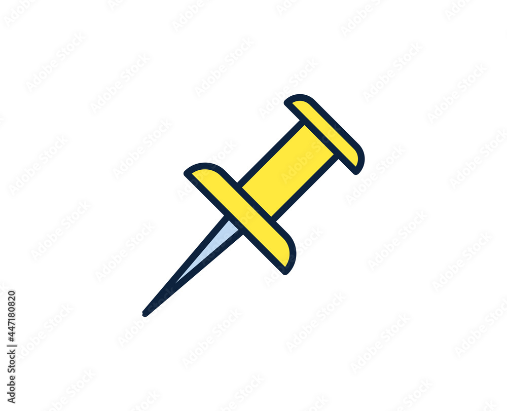 Push pin line icon. Vector symbol in trendy flat style on white background. Office sing for design. Push pin line icon. Vector symbol in trendy flat style on white background. Office sing for design.