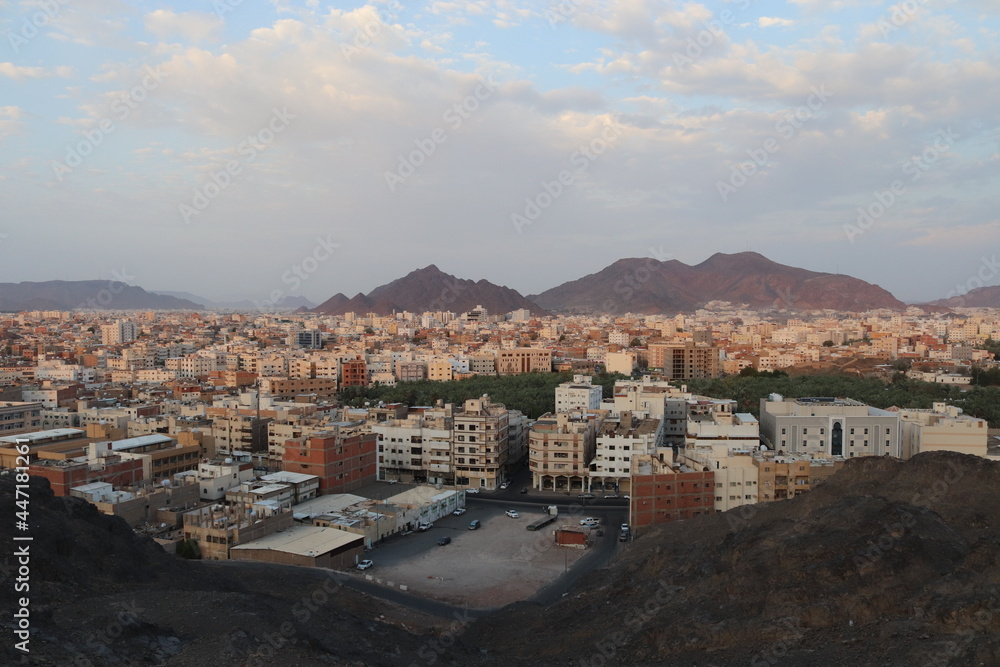 Town Madena in Saudi Arabia Mousqe sky Mountain