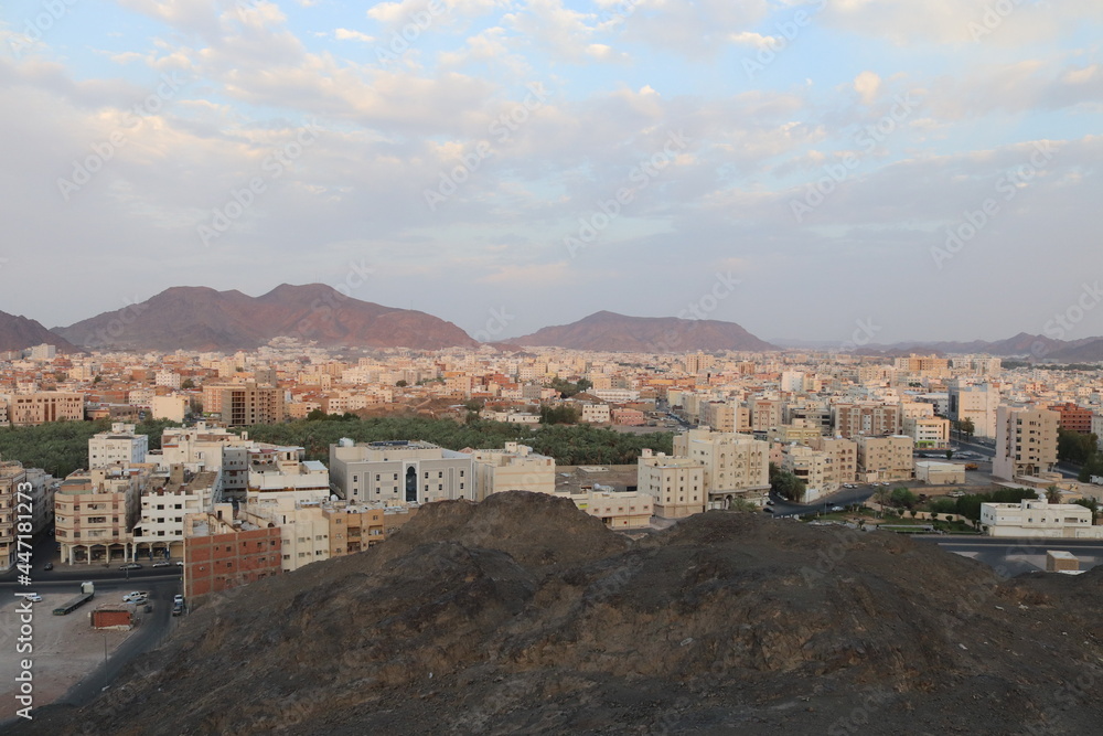 Town Madena in Saudi Arabia Mousqe sky Mountain