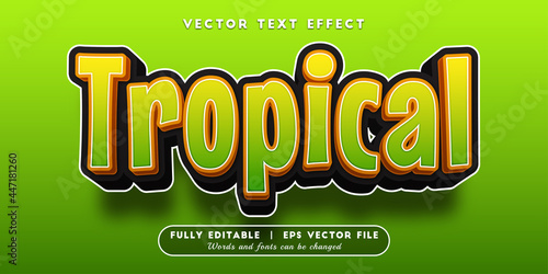 Text effects 3d tropical, editable text style