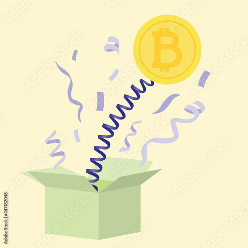 Rise of bitcoin concept. Unpredictable bitcoin value.