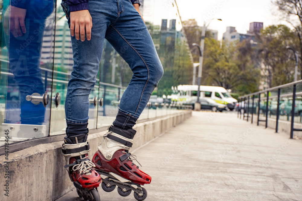 Unrecognizable man skating on the street Unrecognizable man skating on the street