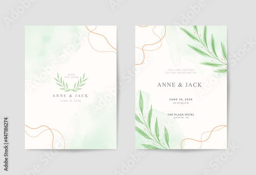 Beautiful minimalist eucalyptus watercolor wedding card