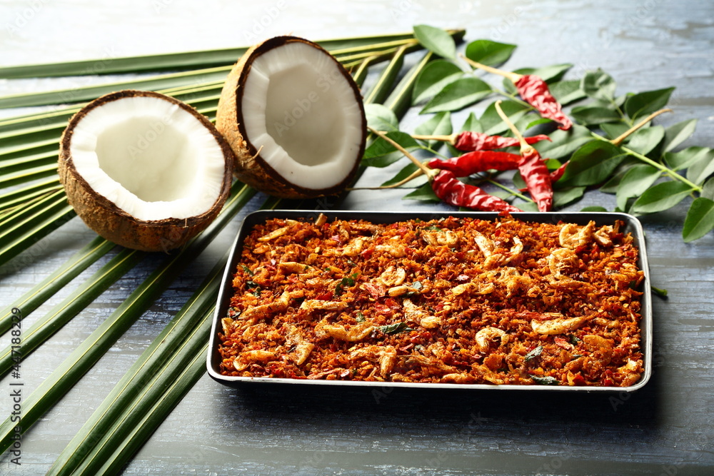 Chemmeen chammanthi, homemade traditional south Indian seafood recipes