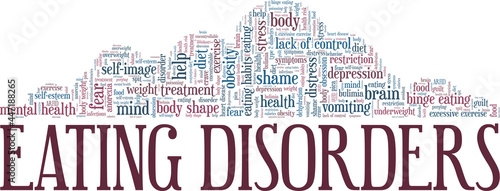 Eating disorders vector illustration word cloud isolated on a white background.
