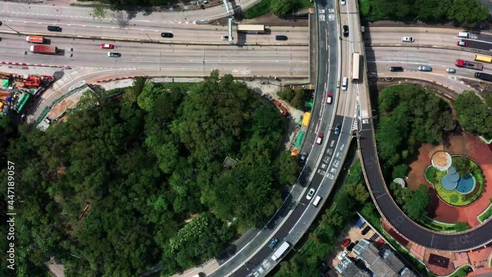 Drone Aerial Top View of Flyover inside intersection commercial and ...