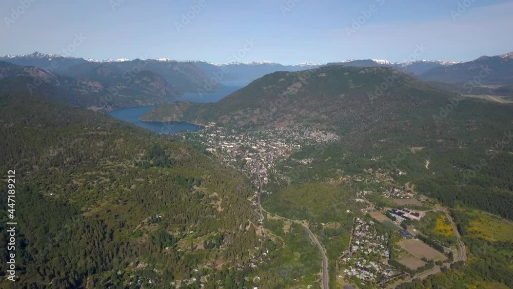Birds eye view showing beautiful city developed in the lap of nature. Aerial. Birds eye view showing beautiful city developed in the lap of nature. Aerial.