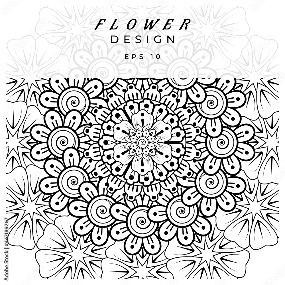 Mehndi flower for henna, mehndi, tattoo, decoration. decorative ornament in ethnic oriental style. doodle ornament. coloring book page. Mehndi flower for henna, mehndi, tattoo, decoration. decorative ornament in ethnic oriental style. doodle ornament. coloring book page.