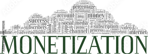 Monetization vector illustration word cloud isolated on a white background.