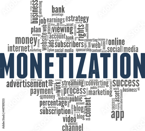 Monetization vector illustration word cloud isolated on a white background.