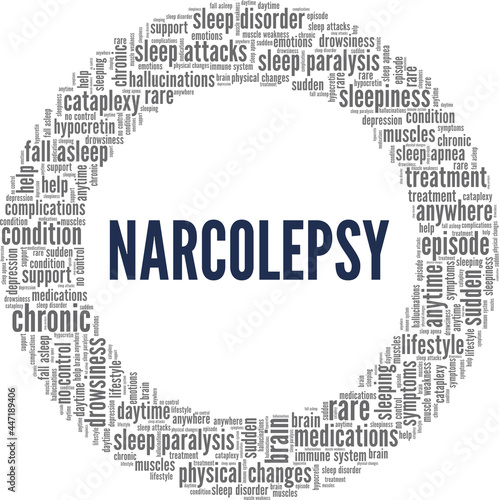 Narcolepsy vector illustration word cloud isolated on a white background.