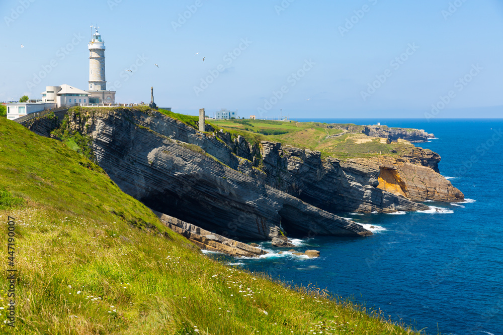 Lighthouse at cape Major (Faro de Cabo Mayor). Santander. Spain