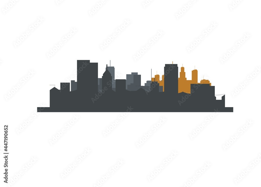 City skyscraper silhouette layer simple flat illustration