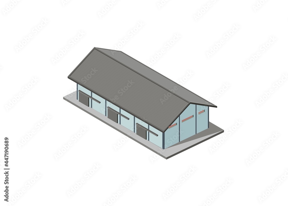 Warehouse building with three sliding doors Warehouse building with three sliding doors