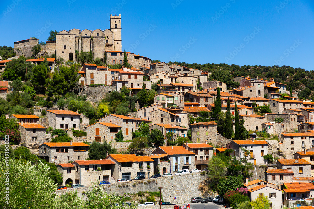 View of beautiful village of Eus in Pyrenees-Orientales in France, Languedoc-Roussillon