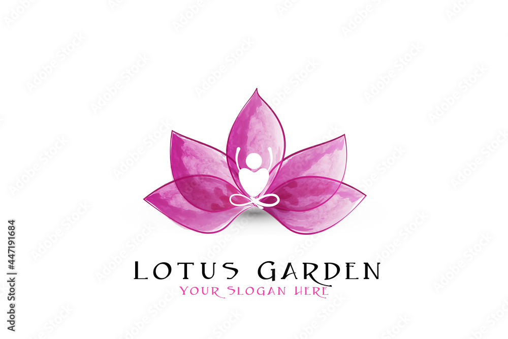 Logo lotus flower watercolor yoga namste spa massage cosmetic industry isolated on white background icon vector web image graphic illustration design business id card Logo lotus flower watercolor yoga namste spa massage cosmetic industry isolated on white background icon vector web image graphic illustration design business id card