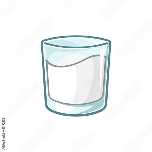 Small glass of vanilla milk vector illustration. Vanilla flavor drink cute simple flat clipart element.