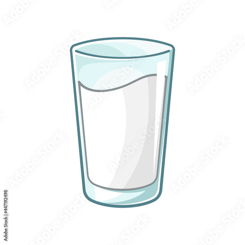 Tall glass of milk clipart element. Cute simple flat vector illustration design. Vanilla milk flavor yogurt dairy drink print, sign, symbol.
