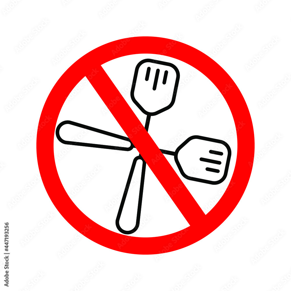 no spatula. spatula icon in trendy flat style isolated with red prohibit sign for your website design, logo, app, UI. Vector illustration, EPS10. no spatula. spatula icon in trendy flat style isolated with red prohibit sign for your website design, logo, app, UI. Vector illustration, EPS10.