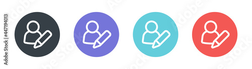 Edit profile icon set. User with pencil icon symbol.