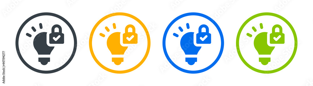 Patent idea icon. Intellectual property symbol. Innovation invention concept. Patent idea icon. Intellectual property symbol. Innovation invention concept.