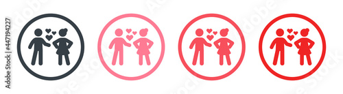 Declaration of love vector icon. Couple with hearts symbol.