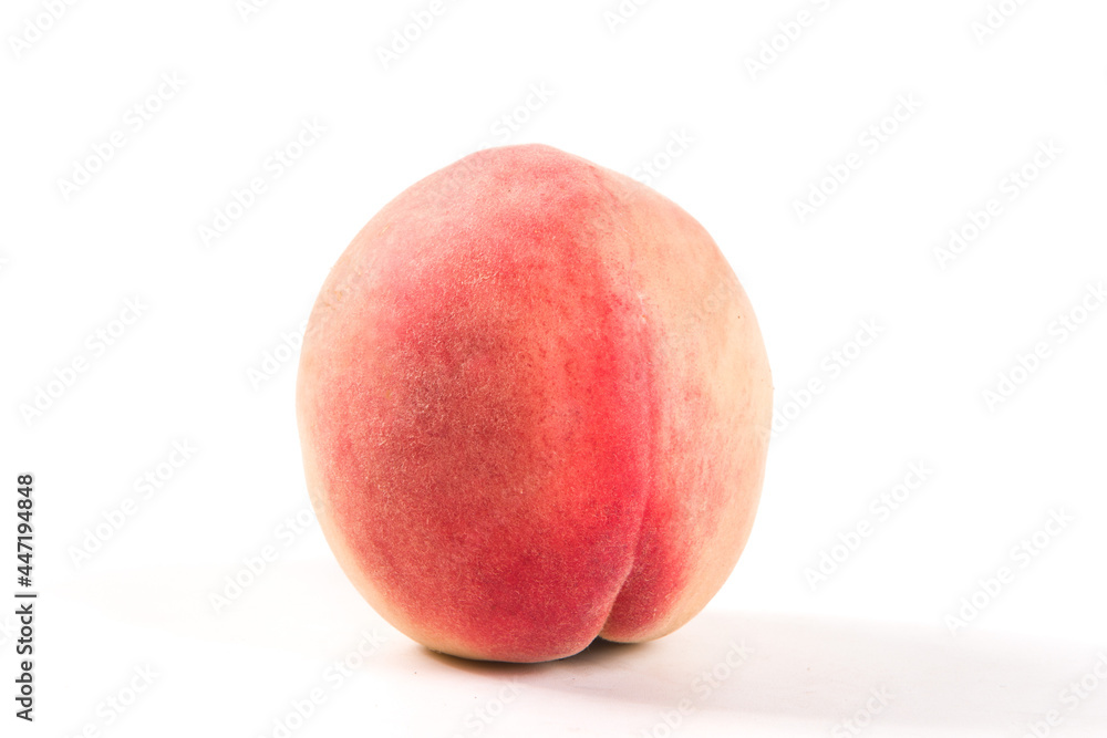 Ripe peach fruit close-up on white background Ripe peach fruit close-up on white background