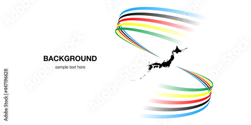 日本地図東京スポーツ祭典のベクターカラフル背景イラスト素材セット
