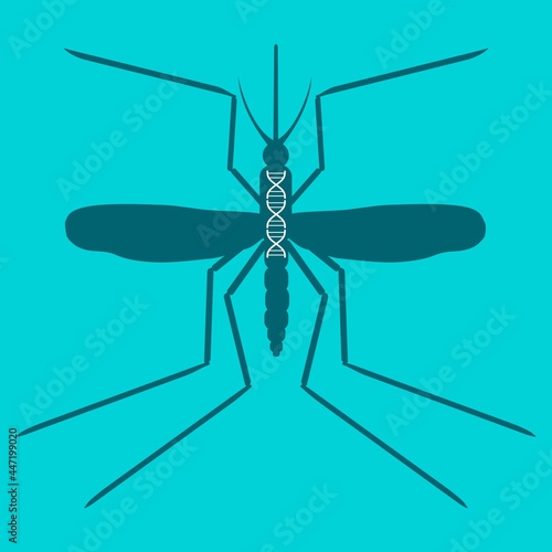 Silhouette of mosquito with abstract dna symbol