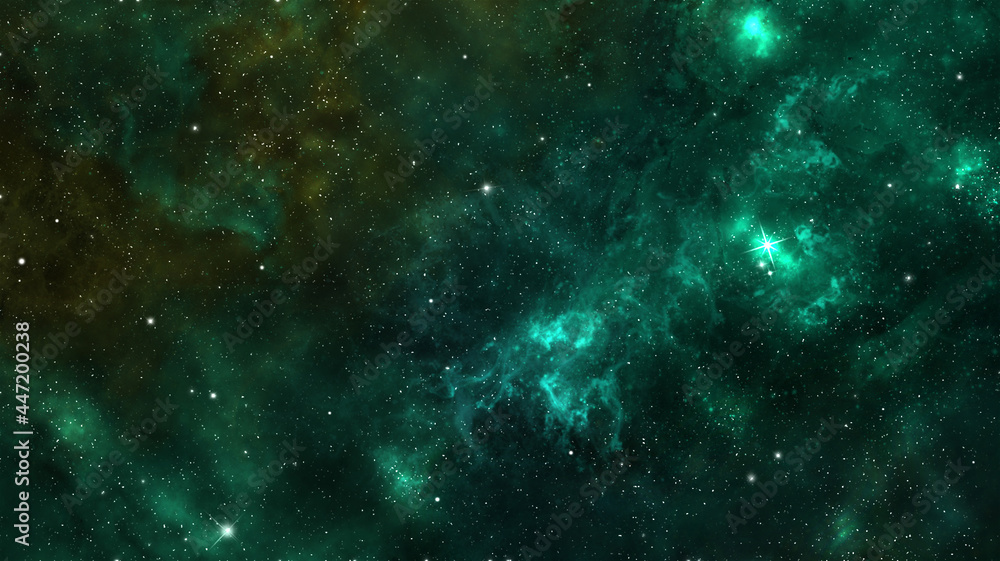 Obraz premium Nebula Space Background Green