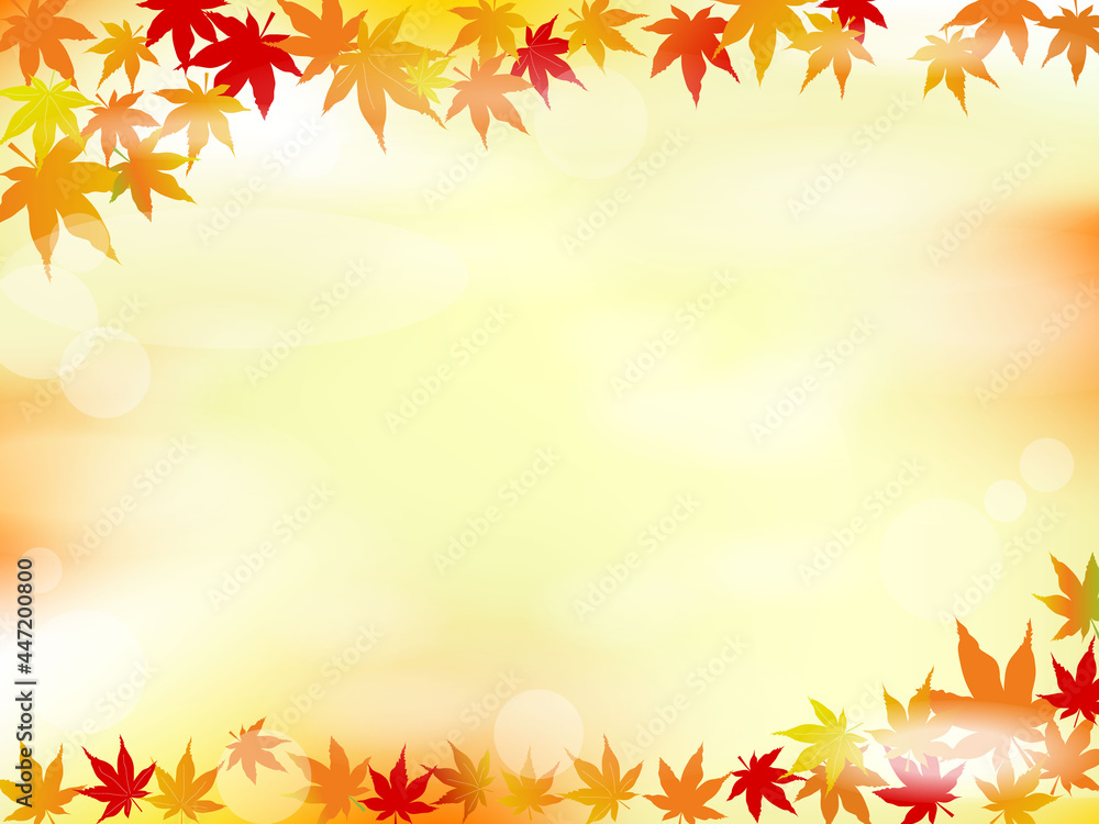 秋のもみじの背景イラスト
