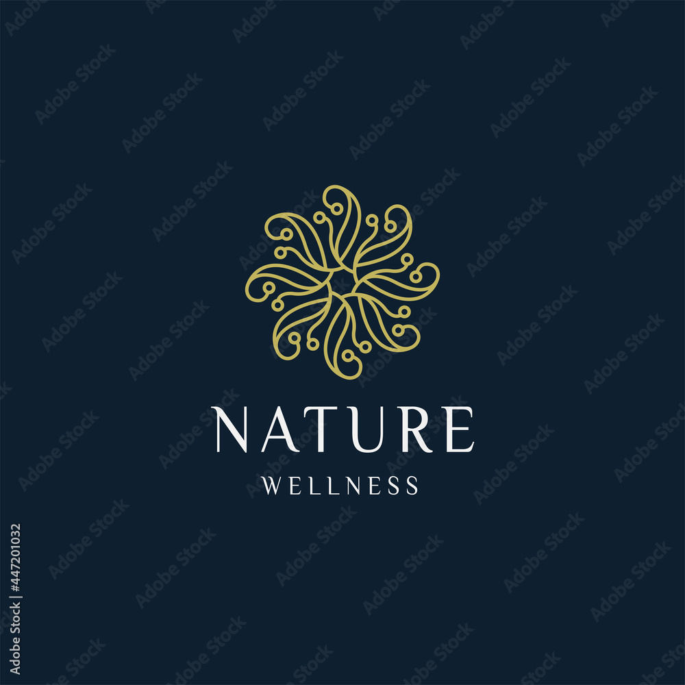 Luxurious Nature floral leaf ornament logo icon design template. Gold, elegant, beauty, spa, yoga, cosmetic product, modern vector illustration Luxurious Nature floral leaf ornament logo icon design template. Gold, elegant, beauty, spa, yoga, cosmetic product, modern vector illustration