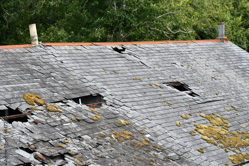 Aging roof on old military complex. photo