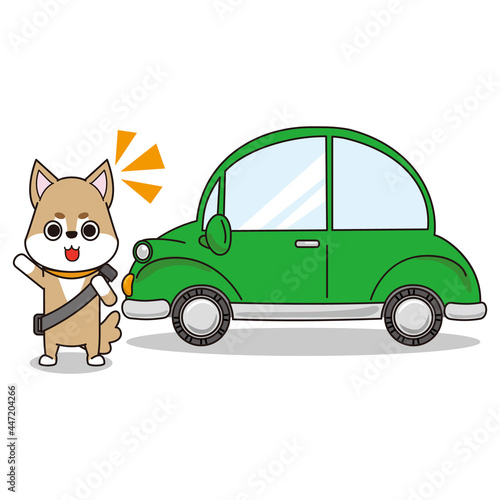 安全運転を推奨する犬と自動車