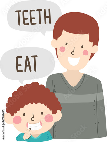 Kid Boy Dad Teach Body Part...