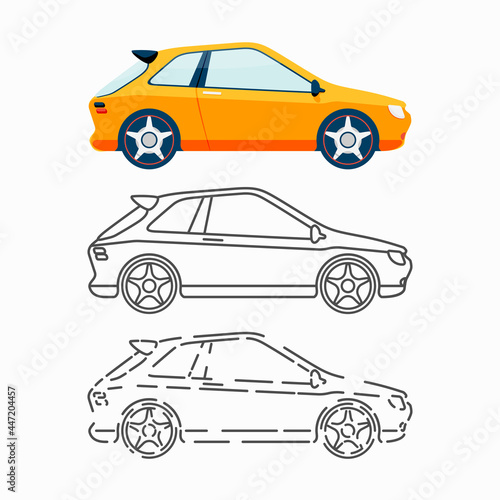  flat illustration of small city car icon