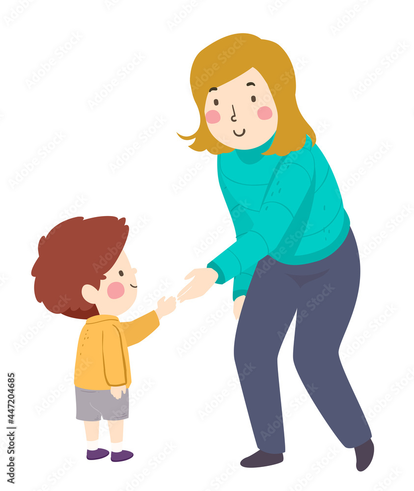 Kid Boy Girl Adult Shake Hands Illustration Kid Boy Girl Adult Shake Hands Illustration