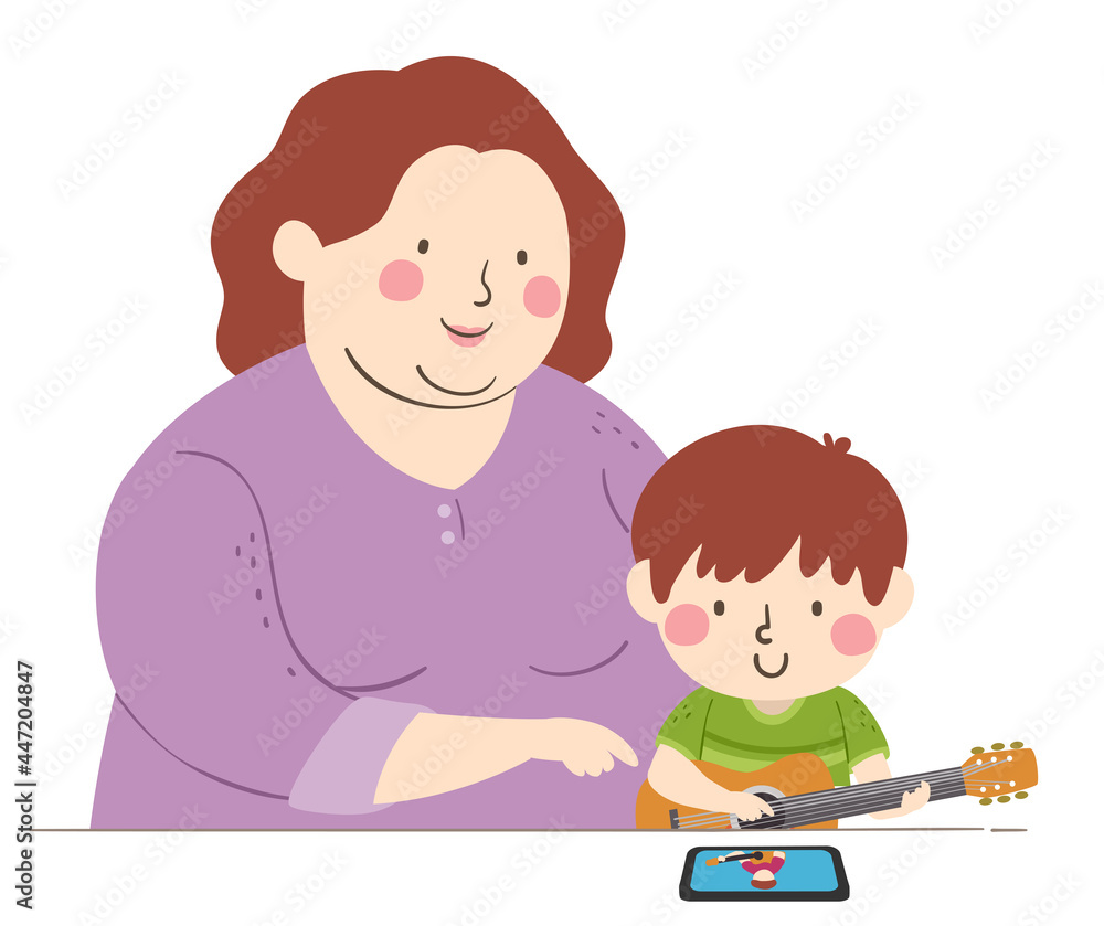 Boy Mom Watch Online Guitar Tutorial Illustration Boy Mom Watch Online Guitar Tutorial Illustration