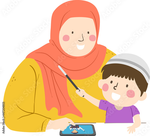 Boy Mom Muslim Watch Online Magician Illustration
